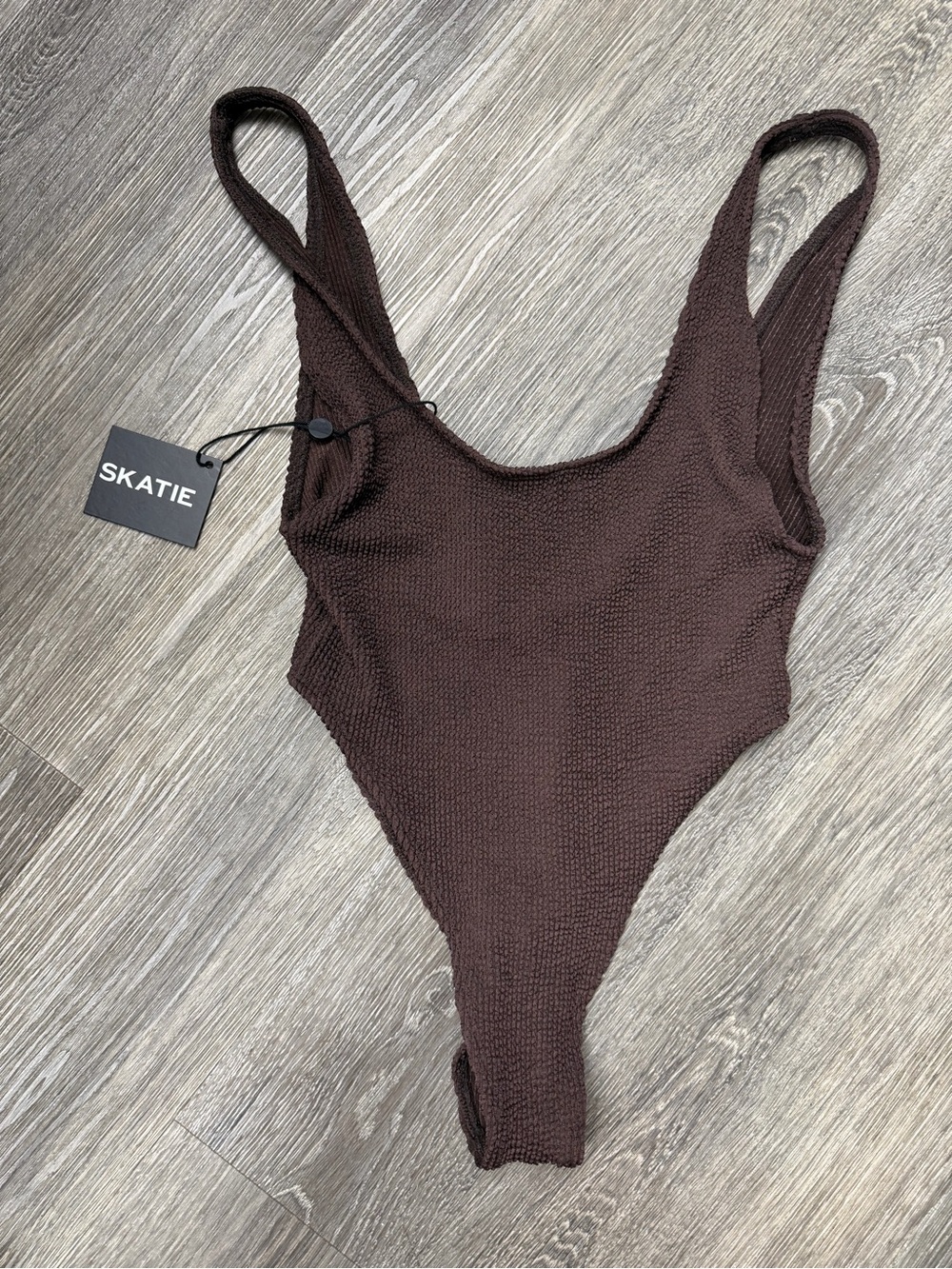 Skatie Brown Textured One-Piece Bodysuit